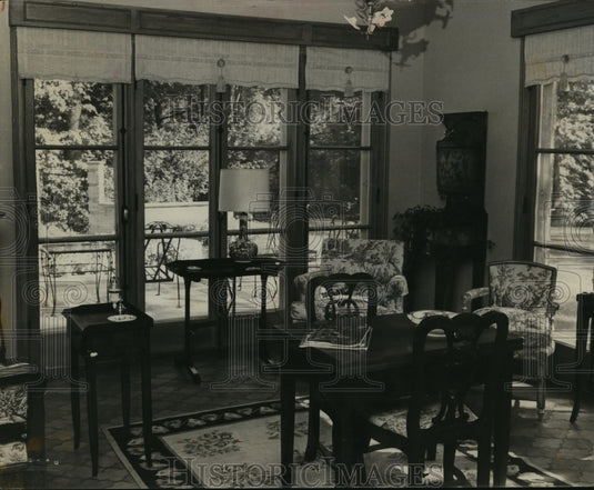 1959 Press Photo Garden room of the Lutz' French chateau with antiques-Historic Images