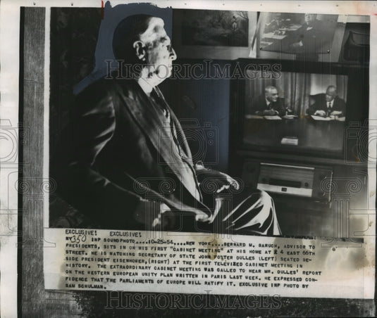 1954 Press Photo Bernard M. Baruch, sits in on his first "cabinet meeting"-Historic Images