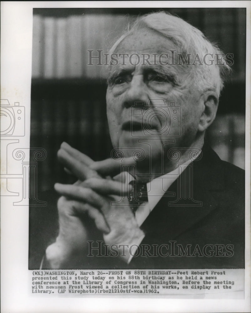 1962 Press Photo Poet Robert Frost - mja18351 - Historic Images