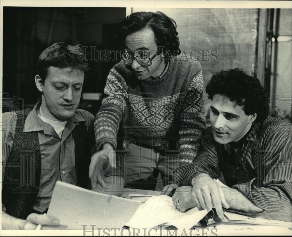 1983 Playwright Luis O Arata w/ actors Eric Ness &amp; Paul Zawadsky-Historic Images