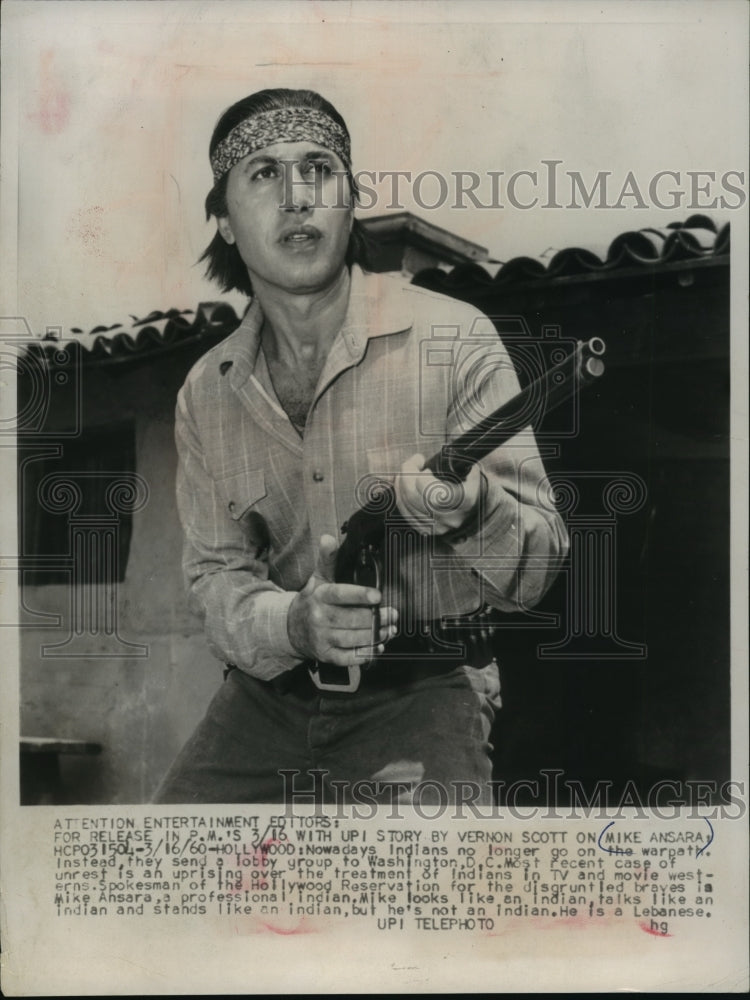 1960 Press Photo Michael Ansara, playing an Indian - mja19723 - Historic Images