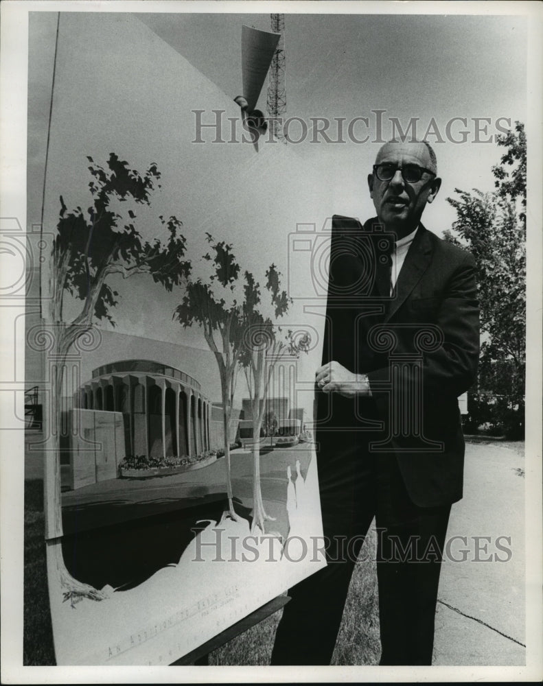 1964 Press Photo An enlarged photographed of the architect&#39;s drawing of new wing-Historic Images