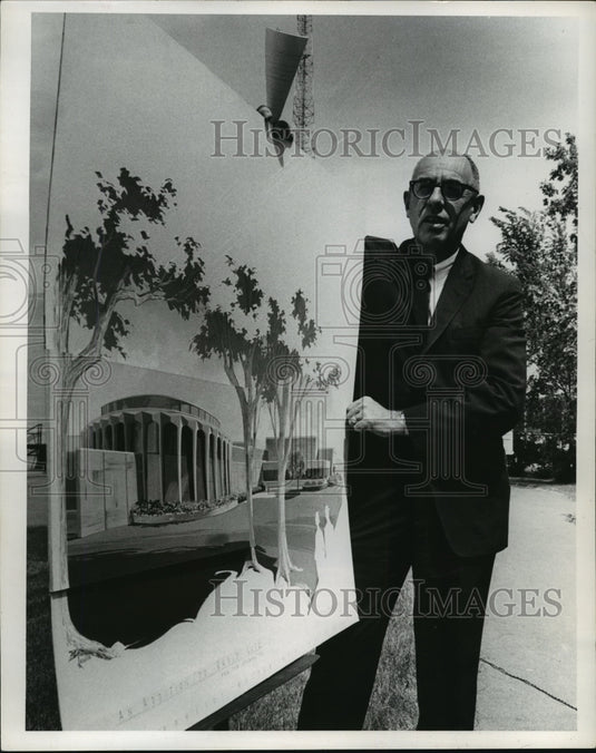 1964 Press Photo An enlarged photographed of the architect's drawing of new wing-Historic Images