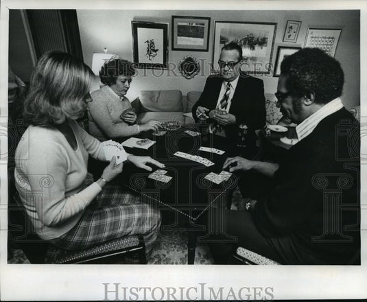 1978 Press Photo Jack Wachter played bridge with Joan Stein, Babs Charney - Historic Images