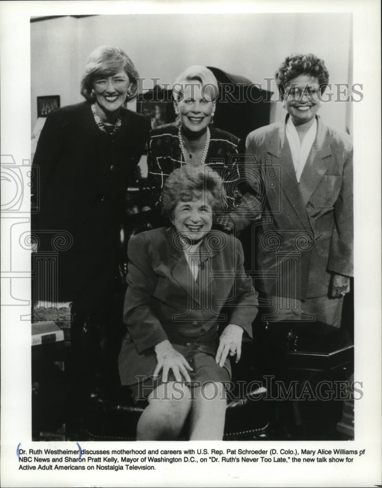 Press Photo Ruth Westheimer talks motherhood, careers with female politicians - Historic Images