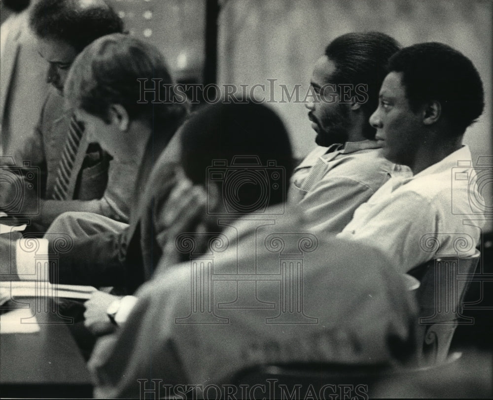 1986 Press Photo Bernard Watts, Randy Watts, Darrell Terrel murder suspects - Historic Images