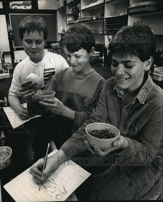 1989 Press Photo Eric Yergens, Chad Stark, Steve Brittain at Waukesha Central - Historic Images