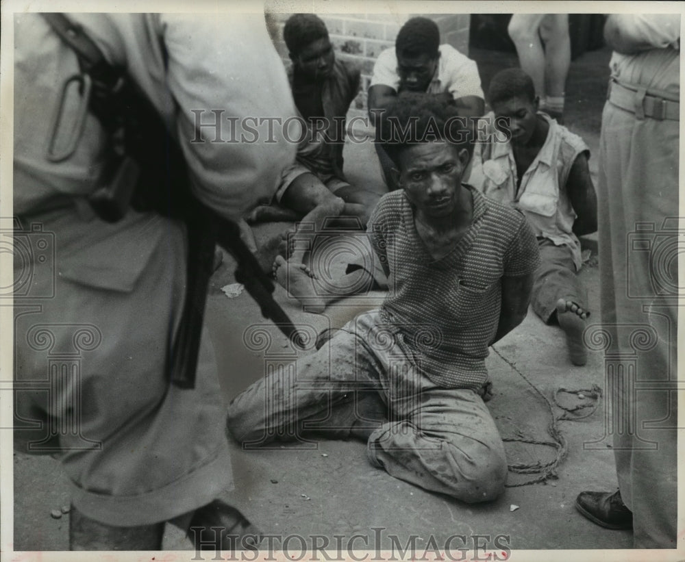 1961 Portuguese soldiers guard group of Angolan Rebels-Historic Images