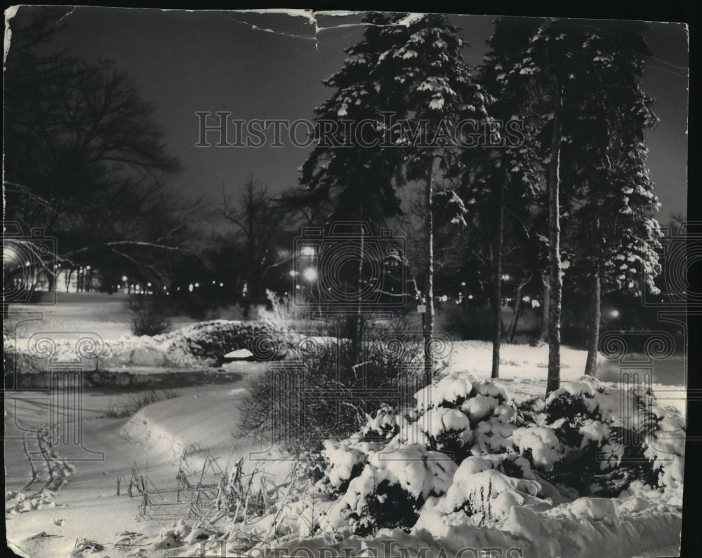 1986 Press Photo Snow laden Washington Park after the storm - mja32343-Historic Images