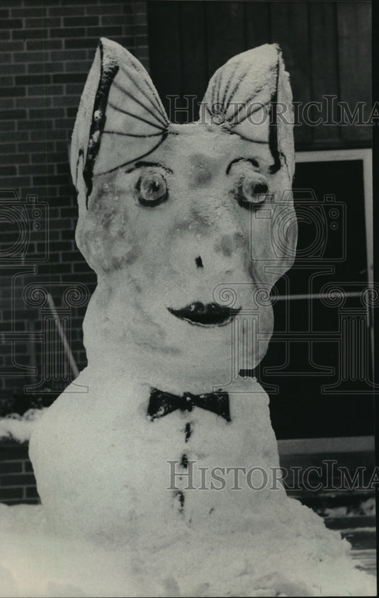 1986 Press Photo This snow sculpture changing faces - mja34394-Historic Images