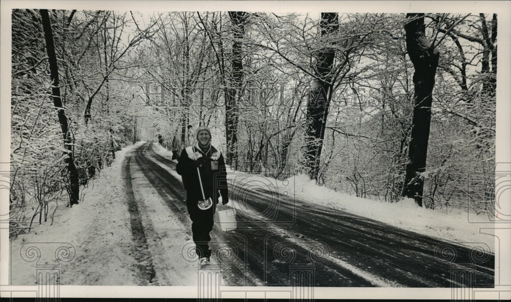 1989 Robert Lubbert returned from ice fishing on Pine Lake-Historic Images