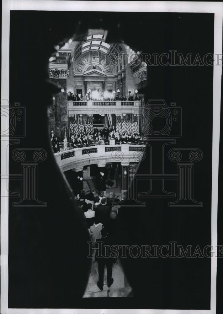 1969 Governor Knowles and state officials of Wisconsin are sworn in-Historic Images