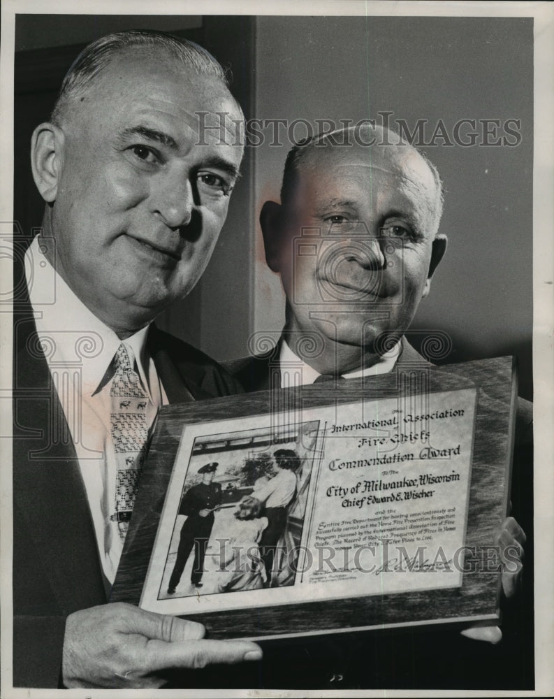 1959 Press Photo Edward E. Wisher and William J. Taylor Fire Chiefs - mja35687-Historic Images