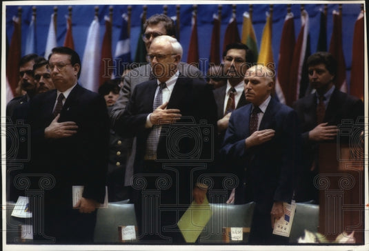 1993 Press Photo Gerald Kleczka, Tommy Thompson, John Norquist, Les Aspin-Historic Images