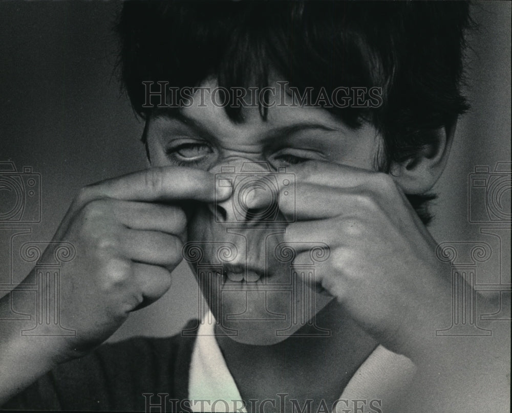 press photo Brian Randall in the funny face contest at the Wisconsin State Fair.-Historic Images