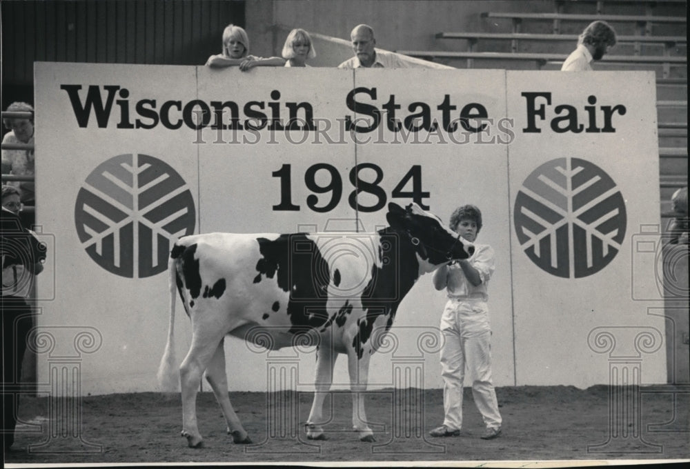 1984 Press Photo Julie Paltzer's Heifer Judged at the Wisconsin State Fair-Historic Images