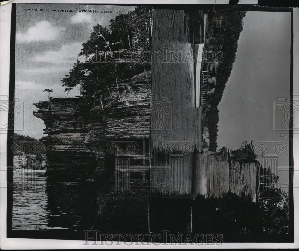 1956 Press Photo Hawk&#39;s Bill Rock Formations at the Dells of the Wisconsin River-Historic Images