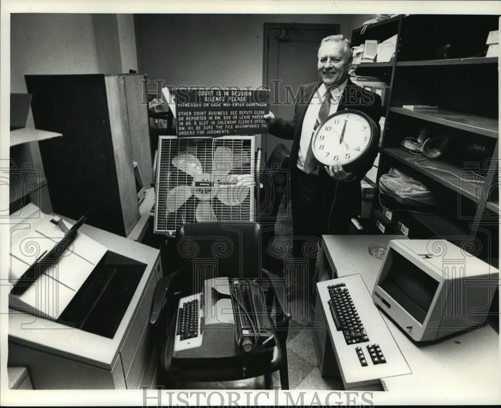 1989 Press Photo Ronald R. Witkowiak, keeps his found treasures in a storeroom.-Historic Images