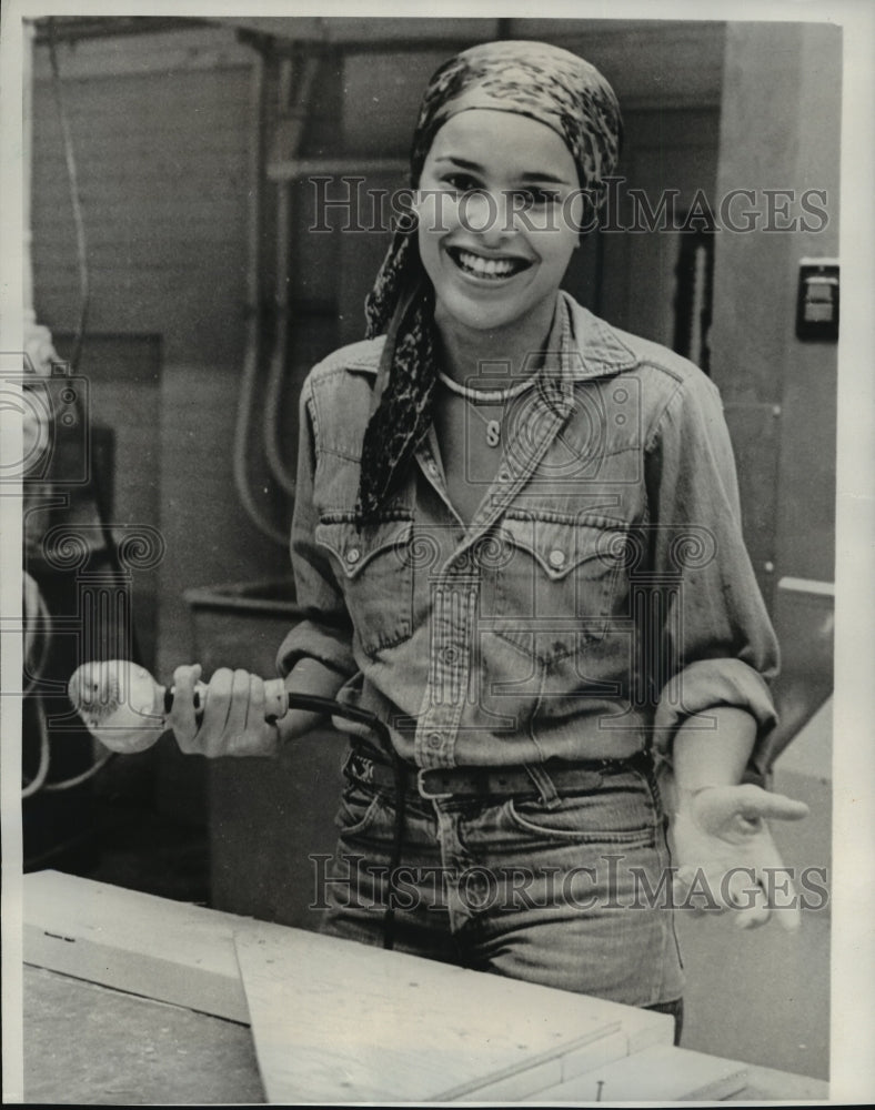 1976 Press Photo Shari Belafonte-Harper Building Sets for School Productions-Historic Images