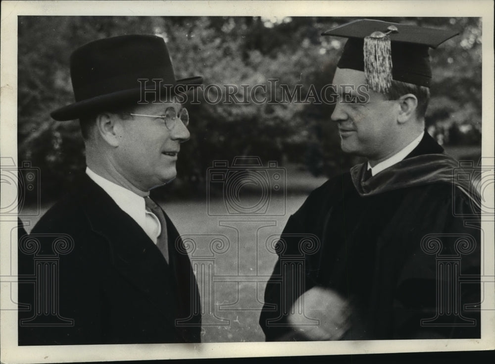 1936 Press Photo Governor Phil La Follette and President Lenn Frank at U of W-Historic Images