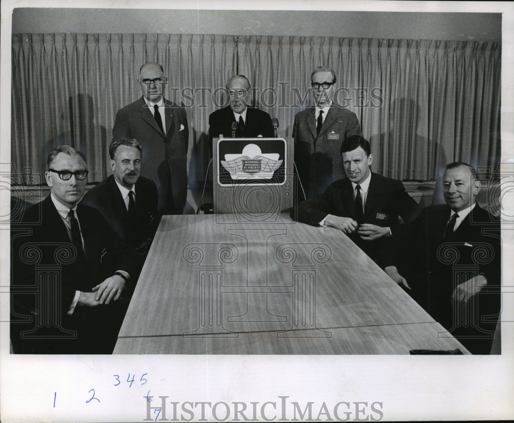 1965 Press Photo Group of Swedish Businessmen Interviewed at Gen Mitchell Field - Historic Images