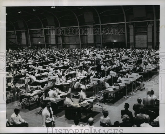 1954 Press Photo World Council of Churches Votes on Heads - mja40670 - Historic Images