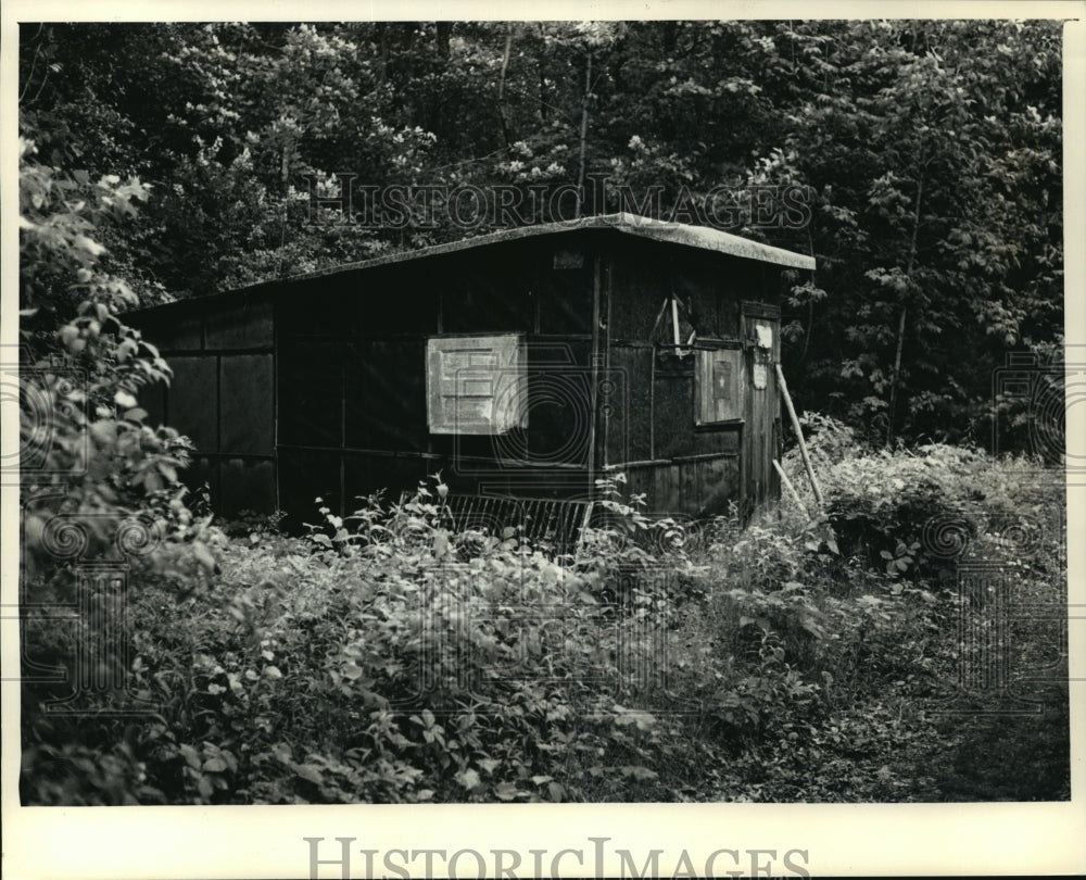 1987 Press Photo Lac Lawrann West bend Preserve Little Shack Surrounded By Woods-Historic Images