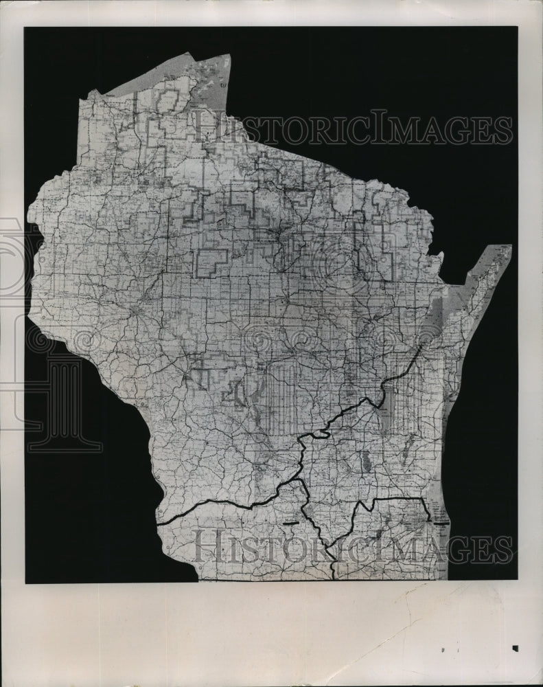 1964 Press Photo Map Of Wisconsin's Proposed Canal Systems - mja41362-Historic Images