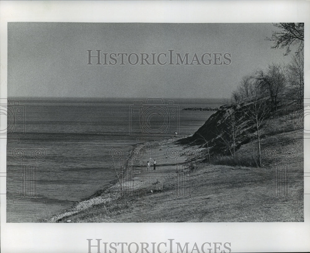 1977 Press Photo Lake Michigan South Shore Area erosion - Historic Images
