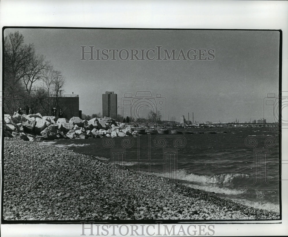 1977 Press Photo Looking North to South Shore Beach of Lake Michigan - mja42016-Historic Images