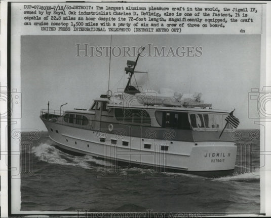 1960 Press Photo The Jigmil IV, the Largest Aluminum Pleasure Craft in the World - Historic Images