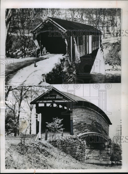 1959 Press Photo View of covered shed at Black river at Weatherfield Vt-Historic Images