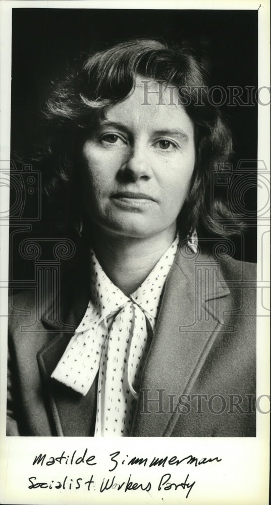 1980 Press Photo Matilda Zimmermann, Socialist Workers candidate for v-president - Historic Images