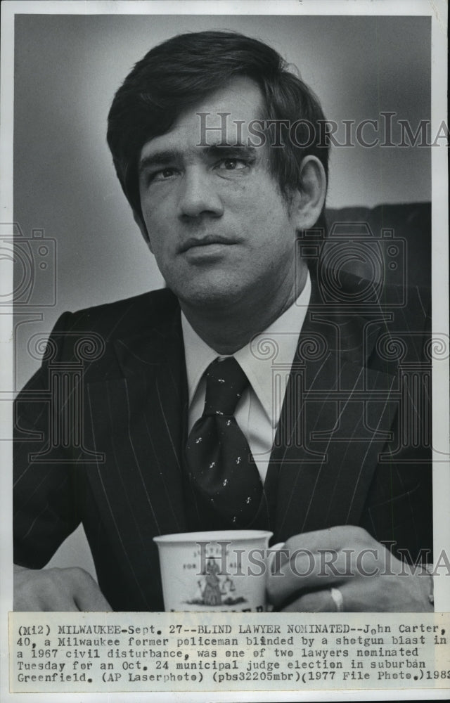 1977 Press Photo Former officer John Carter nominated for municipal judge elect - Historic Images