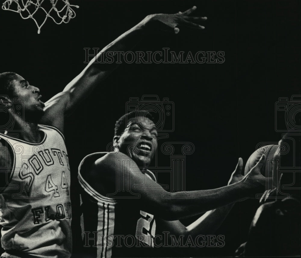 1986 Press Photo Marquette University&#39;s David Boone, Doug Wallace, South Florida - Historic Images