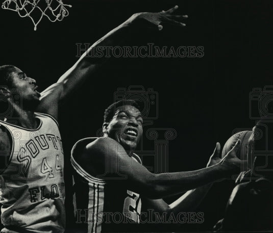 1986 Press Photo Marquette University's David Boone, Doug Wallace, South Florida - Historic Images