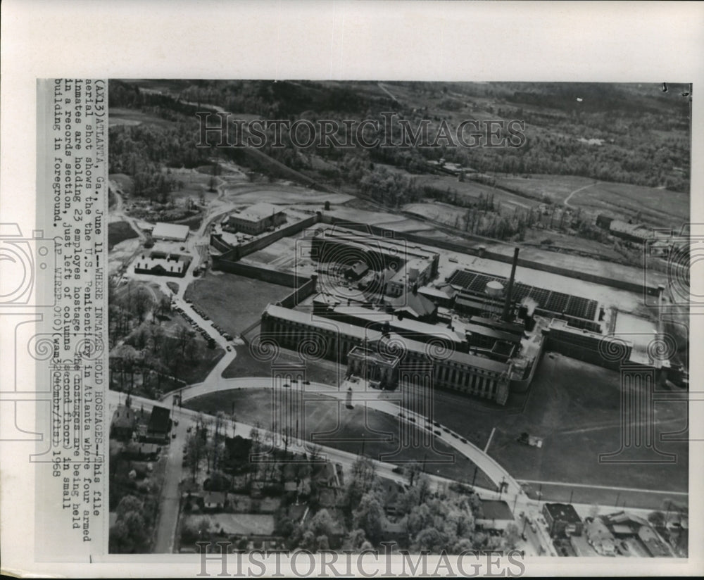 1968 Aerial View of United States Penitentiary, Atlanta Georgia - Historic Images