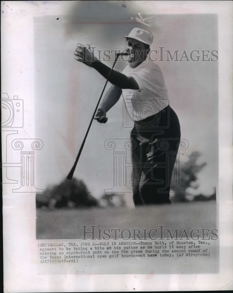 1956 Golfer Tommy Bolt after missing a putt in Texas Invitational - Historic Images