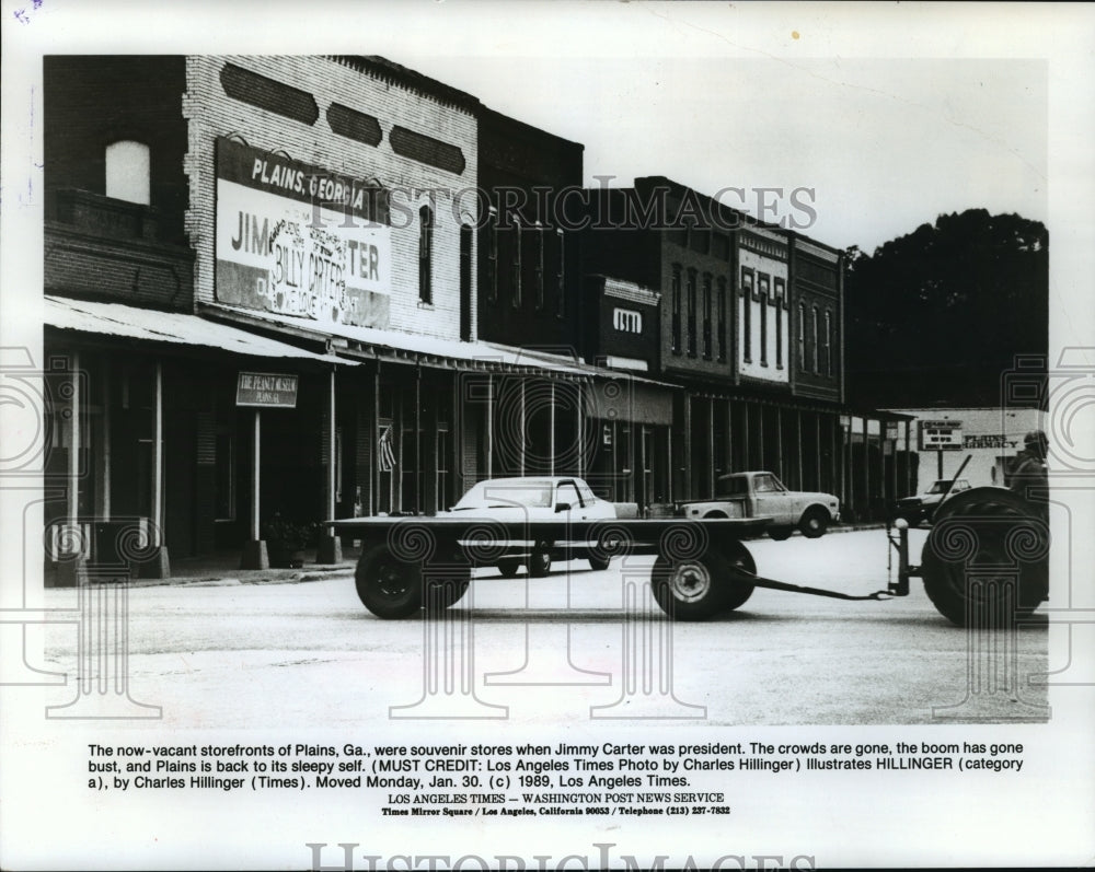 1989 Press Photo Plains Georgia- Home of Jimmy Carter, now vacant storefronts - Historic Images
