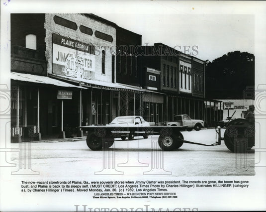 1989 Press Photo Plains Georgia- Home of Jimmy Carter, now vacant storefronts - Historic Images