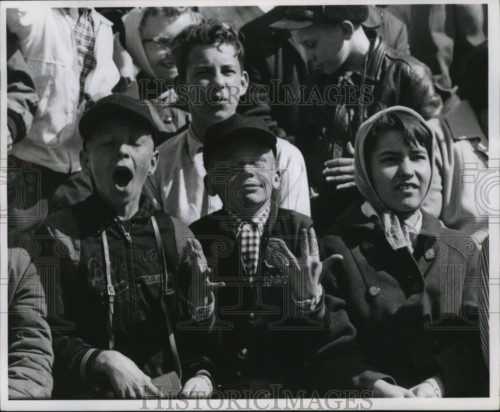 1959 Press Photo Young Braves Fans at Opening Game Day, Milwaukee - mja52364 - Historic Images