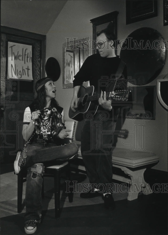 1991 Press Photo Nancy Aldrich and Carl Beekstedt Rehearsing for &quot;Twelfth Night&quot; - Historic Images