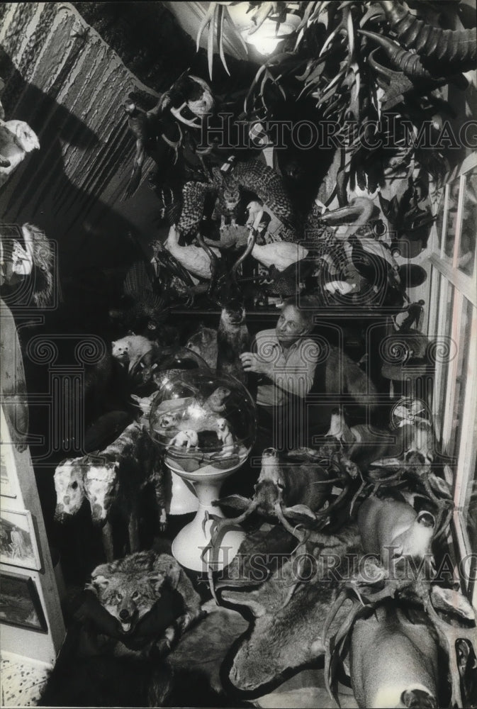1983 Press Photo Jim Borman's Attic Has A Museum of Wildlife and Curiosities - Historic Images