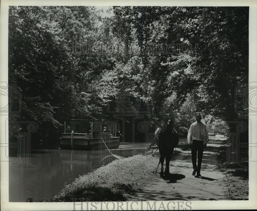 1987 Press Photo Narrated Barge Trips Drawn By Mules Are Popular In Washington - Historic Images