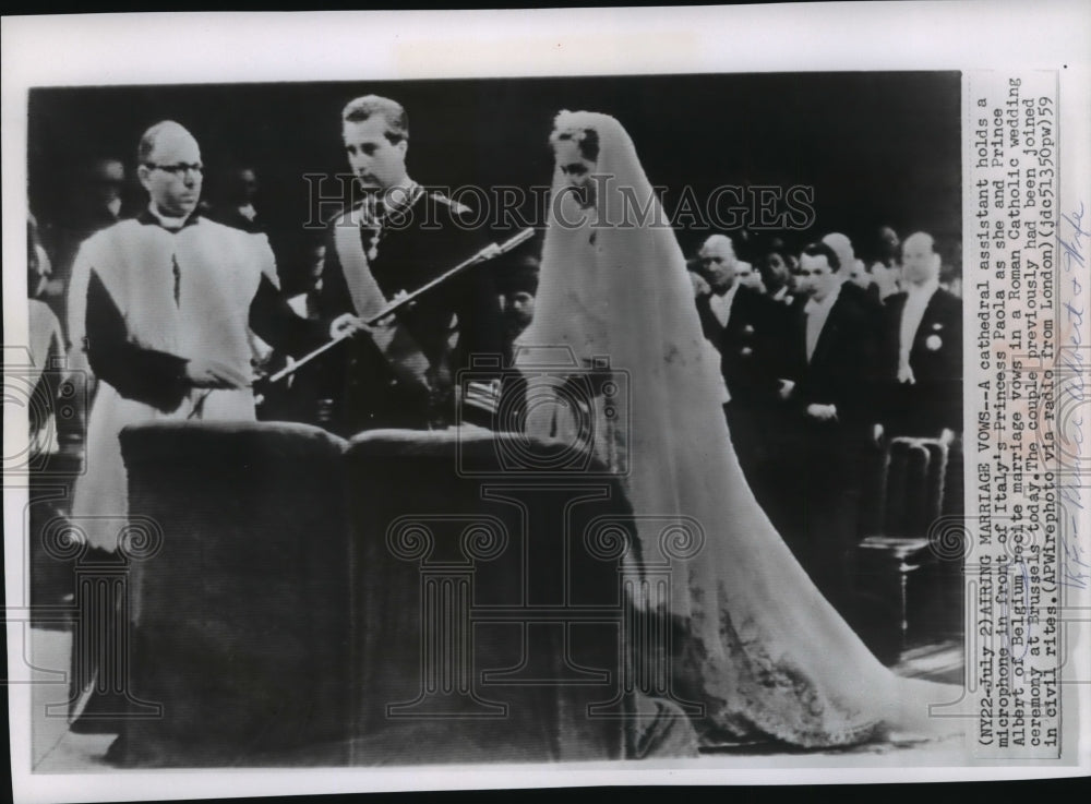 1959 Press Photo Marriage of Dona Paola Ruffo di Calabria and Prince Albert - Historic Images