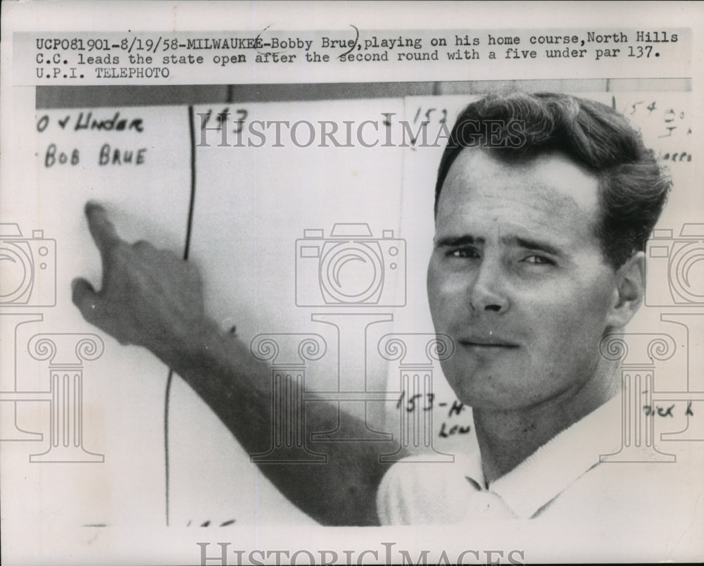 1958 Press Photo Bobby Brue Leads State Open After Second Round - mja53748 - Historic Images