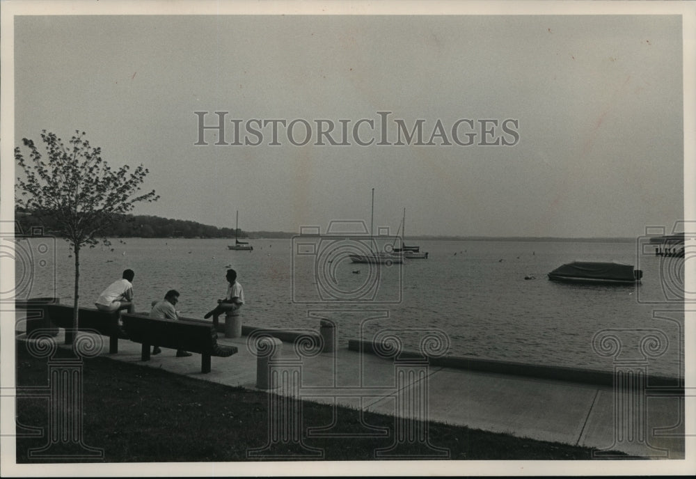 1989 Press Photo Boat Harbor in the City of Lake Geneva, Wisconsin - Historic Images