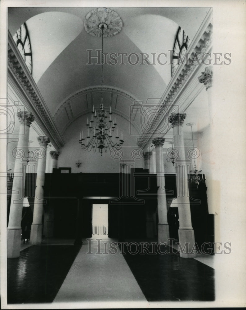 1969 Press Photo Interior of Church of St. Mary Aldermanbury, Fulton, Missouri - Historic Images