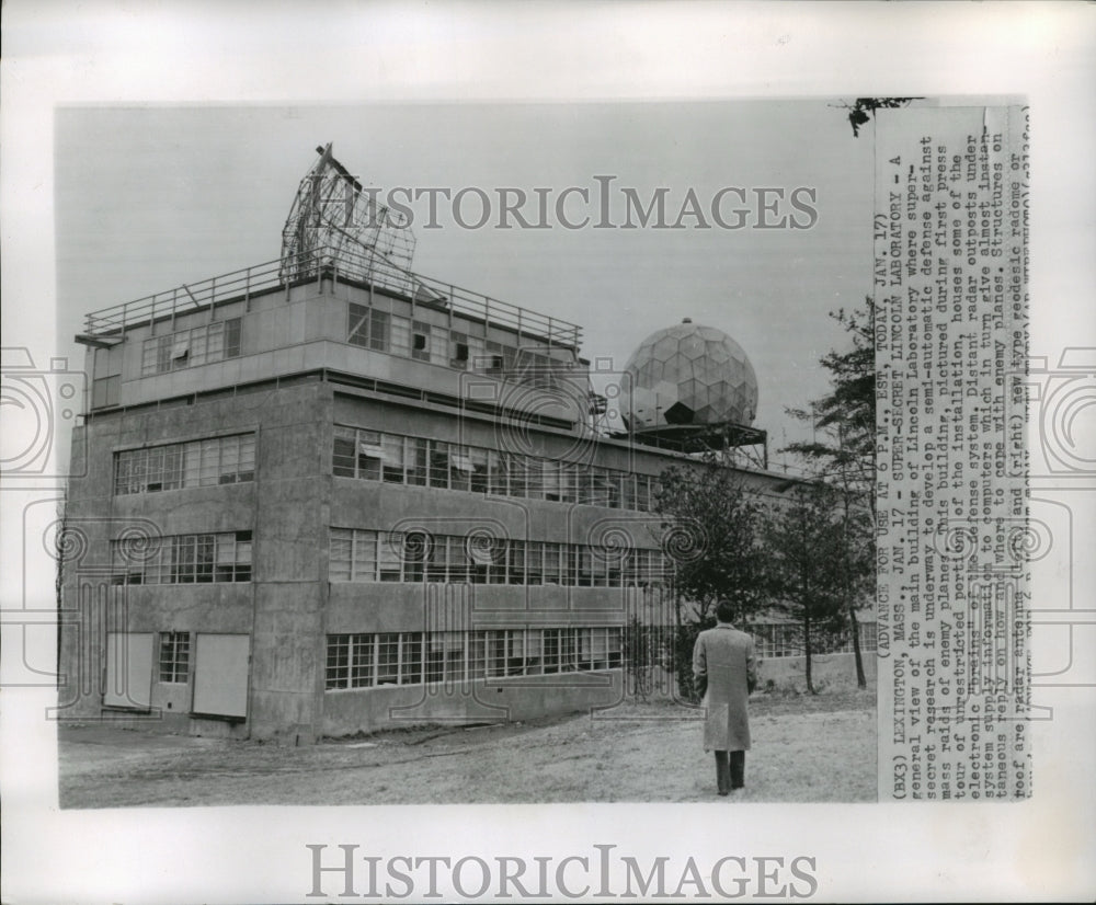 1956 Press Photo Super Secret Lincoln Laboratory In Lexington Mass - mja55276-Historic Images