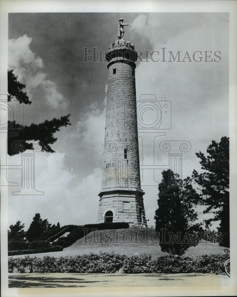 Press Photo Myles Standish Monument and Park in Duxbury, Massachusetts-Historic Images